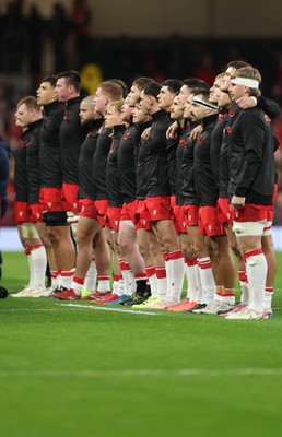 091125 - Wales v Argentina, Quilter Nations Series - The Wales team lineup for the anthems