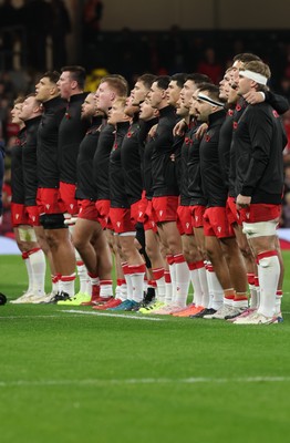 091125 - Wales v Argentina, Quilter Nations Series - The Wales team lineup for the anthems