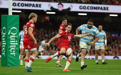 091125 - Wales v Argentina, Quilter Nations Series - Tomos Williams of Wales kicks clear