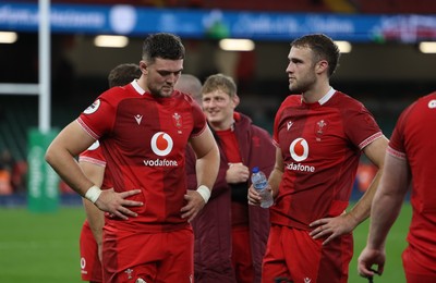 091125 - Wales v Argentina, Quilter Nations Series - Dafydd Jenkins of Wales and Max Llewellyn of Wales at the end of the match