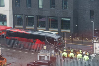 091125 - Wales v Argentina - Quilter Nations Series - Wales team bus arrives at Principality Stadium