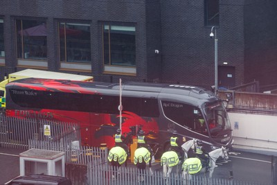 091125 - Wales v Argentina - Quilter Nations Series - Wales team bus arrives at Principality Stadium