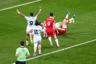 091125 - Wales v Argentina - Quilter Nations Series - Geronimo Prisciantelli of Argentina scores a try