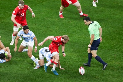 091125 - Wales v Argentina - Quilter Nations Series - Blair Murray of Wales kicks the ball through