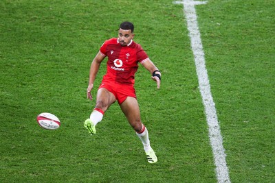 091125 - Wales v Argentina - Quilter Nations Series - Ben Thomas of Wales kicks the ball through