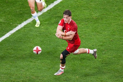 091125 - Wales v Argentina - Quilter Nations Series - Alex Mann of Wales passes the ball