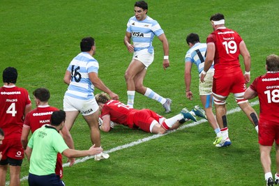 091125 - Wales v Argentina - Quilter Nations Series - Blair Murray of Wales scores a try