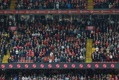 091125 - Wales v Argentina - Quilter Nations Series - General view inside Principality Stadium showing poppies on LEDs as part of Remembrance Sunday