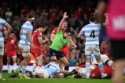 091125 - Wales v Argentina - Quilter Nations Series - Dewi Lake of Wales scores a try