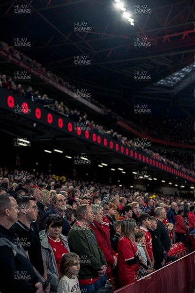 091125 - Wales v Argentina - Quilter Nations Series - Fans pay their respects during the minutes silence to mark Remembrance Sunday 