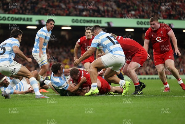 091125 - Wales v Argentina - Quilter Nations Series - Dewi Lake of Wales gets over the line to score a try