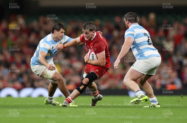 091125 - Wales v Argentina - Quilter Nations Series - Tomos Williams of Wales is challenged by Simon Cruz Benitez of Argentina 