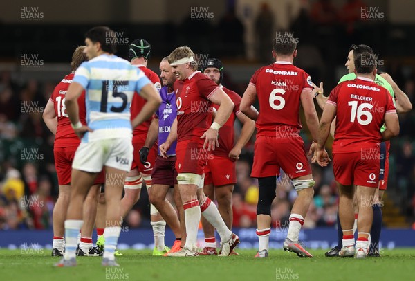 091125 - Wales v Argentina - Quilter Nations Series - Aaron Wainwright of Wales leaves the field injured