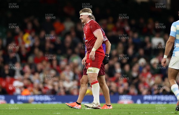 091125 - Wales v Argentina - Quilter Nations Series - Aaron Wainwright of Wales leaves the field injured