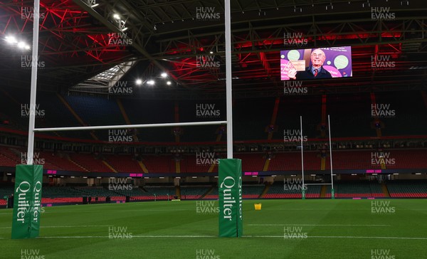 091125 - Wales v Argentina, Quilter Nations Series - Stadium screen tribute to Gwilym Roberts