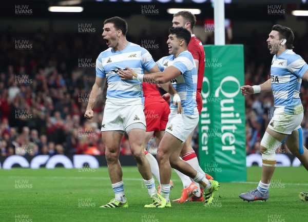 091125 - Wales v Argentina, Quilter Nations Series - Geronimo Prisciantelli of Argentina celebrates after scoring try