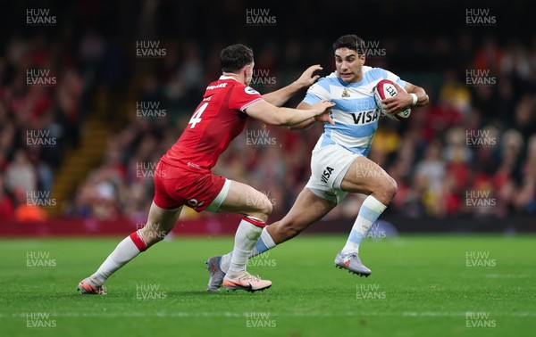 091125 - Wales v Argentina, Quilter Nations Series - Santiago Carreras of Argentina is tackled by Tom Rogers of Wales