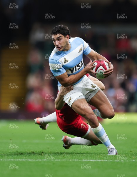 091125 - Wales v Argentina, Quilter Nations Series - Santiago Carreras of Argentina is tackled by Tom Rogers of Wales