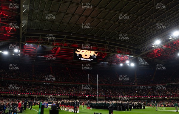 091125 - Wales v Argentina, Quilter Nations Series - A general view of the Principality Stadium as the two minute silence to mark Remembrance Sunday is honoured