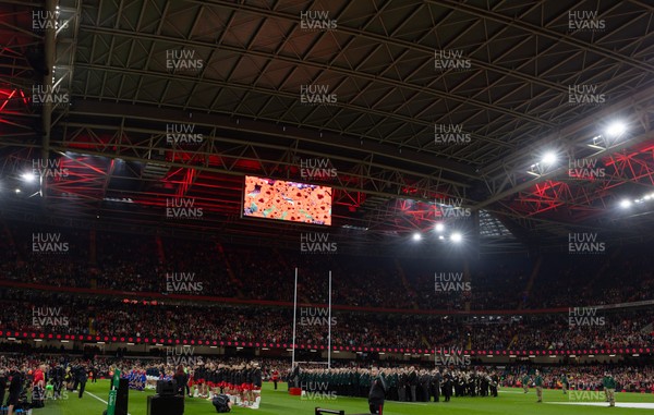 091125 - Wales v Argentina, Quilter Nations Series - A general view of the Principality Stadium as the two minute silence to mark Remembrance Sunday is honoured