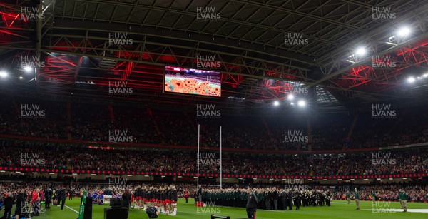 091125 - Wales v Argentina, Quilter Nations Series - A general view of the Principality Stadium as the two minute silence to mark Remembrance Sunday is honoured