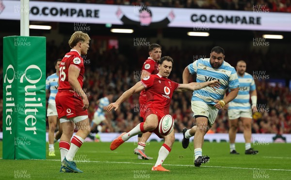 091125 - Wales v Argentina, Quilter Nations Series - Tomos Williams of Wales kicks clear