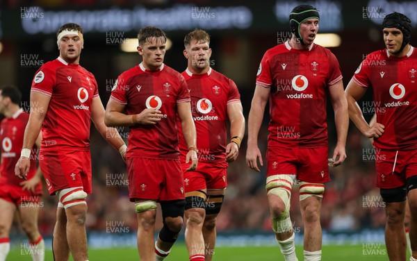 091125 - Wales v Argentina, Quilter Nations Series - Left to right, Freddie Thomas of Wales, Alex Mann of Wales, Olly Cracknell of Wales, Adam Beard of Wales and Dafydd Jenkins of Wales