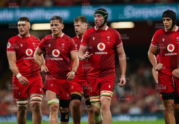 091125 - Wales v Argentina, Quilter Nations Series - Left to right, Freddie Thomas of Wales, Alex Mann of Wales, Olly Cracknell of Wales, Adam Beard of Wales and Dafydd Jenkins of Wales