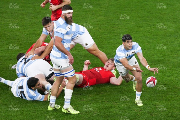 091125 - Wales v Argentina - Quilter Nations Series - Simon Benitez Cruz of Argentina passes the ball
