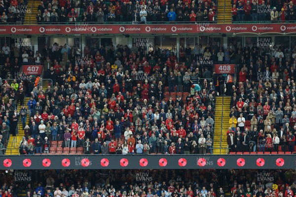 091125 - Wales v Argentina - Quilter Nations Series - General view inside Principality Stadium showing poppies on LEDs as part of Remembrance Sunday