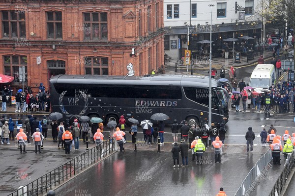 091125 - Wales v Argentina - Quilter Nations Series - The Argentina team bus drives down Westgate street in Cardiff ahead of the match