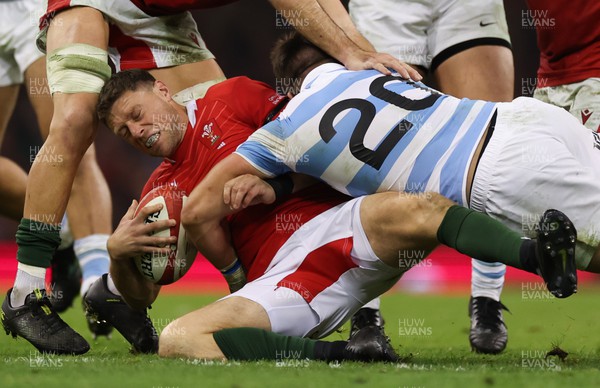 121122 - Wales v Argentina, Autumn Nations Series - Rhys Priestland of Wales is tackled by Facundo Isa of Argentina 