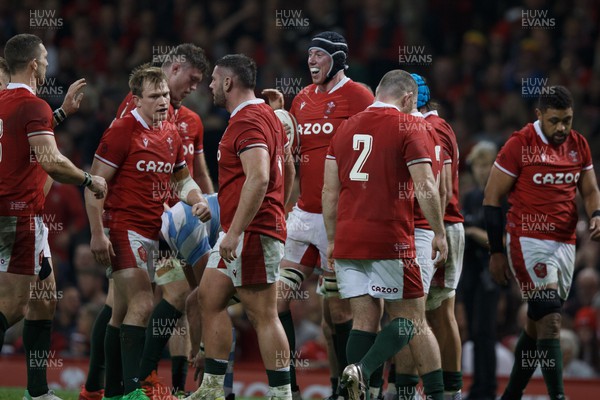 121122 - Wales v Argentina - Autumn Nations Series - Adam Beard of Wales celebrates after winning a turnover