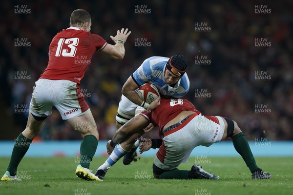121122 - Wales v Argentina - Autumn Nations Series - Matias Alemanno of Argentina is tackled by Taulupe Faletau of Wales