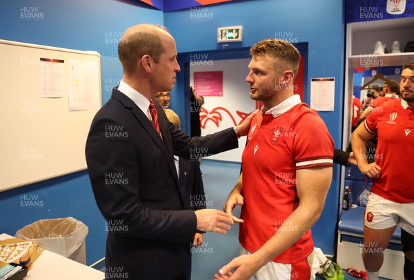 141023 - Wales v Argentina - Rugby World Cup Quarter Final - Prince William and his son Prince George meet Dan Biggar of Wales 