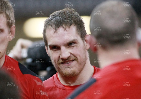 161113 - Wales v Argentina - Dove Men+Care Series - Wales' Gethin Jenkins is all smiles at the end of his 100th cap(c) Huw Evans Agency