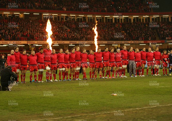 161113 - Wales v Argentina - Dove Men+Care Series - Wales line up for the National Anthem(c) Huw Evans Agency