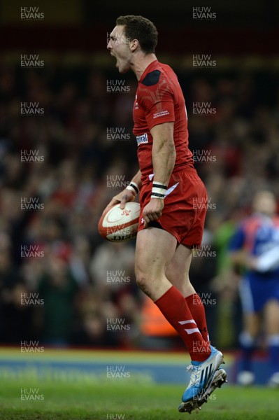 161113 - Wales v Argentina - Dove Men Series 2013 -George North of Wales celebrates his try