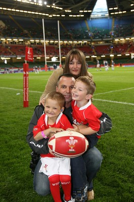 18.08.07  Wales v Argentina... Six year old Rhys Harris the Wales team mascot with his family. 