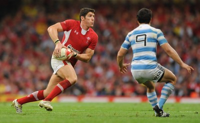 20.08.11 - Wales v Argentina - RWC Warm-Up Match - James Hook of Wales takes on Nicolas Vergallo of Argentina. 