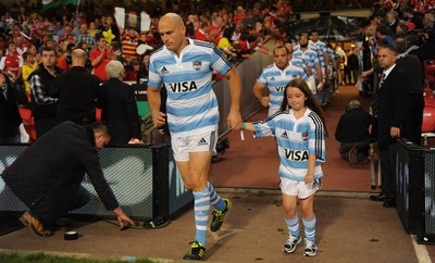 20.08.11 - Wales v Argentina - RWC Warm-Up Match - Felipe Contepomi of Argentina leads out his side. 