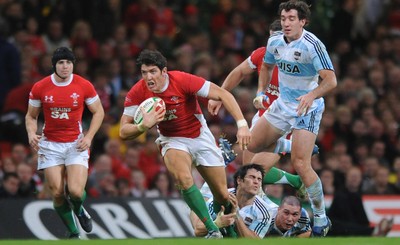 21.11.09 - Wales v Argentina - Invesco Perpetual Series 2009 - Wales' James Hook gets clear. 