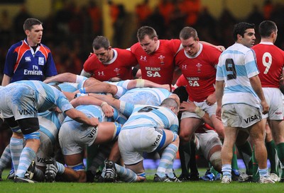 21.11.09 - Invesco Perpetual International Rugby, Wales v Argentina Wales front row. L-R: Paul James Matthew Rees, Gethin Jenkins 