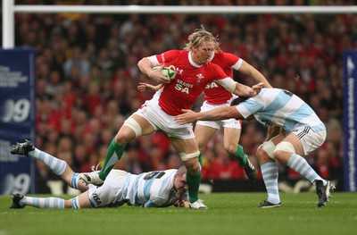 21.11.09... Wales v Argentina, Invesco Perpetual Series 2009 -  Wales' Andy Powell holds off Argentina's Mariano Sambucetti 
