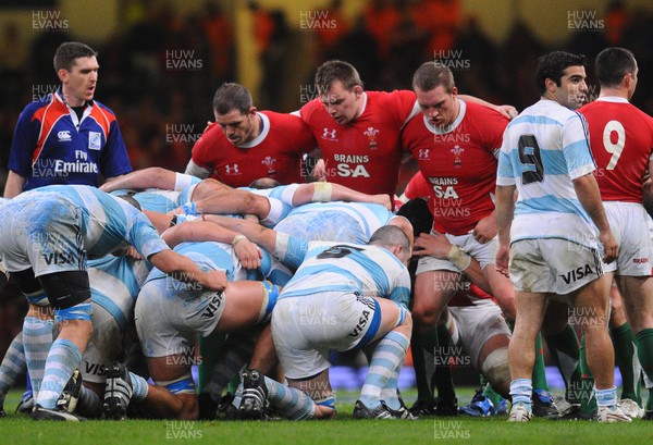 21.11.09 - Invesco Perpetual International Rugby, Wales v Argentina Wales front row. L-R: Paul James Matthew Rees, Gethin Jenkins 