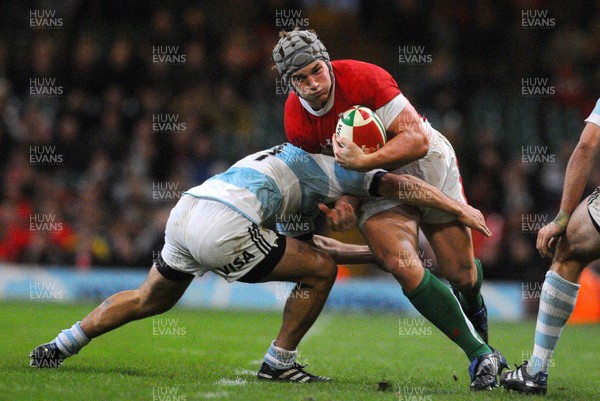 21.11.09 - Invesco Perpetual International Rugby, Wales v Argentina Wales' Jonathan Davies is tackled by Argentina's Lucas Borges 