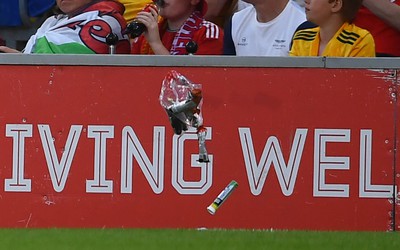 160623 - Wales v Armenia - UEFA European Championship Qualifers - Aaron Ramsey of Wales kicks an object after being substituted