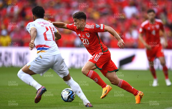 160623 - Wales v Armenia - UEFA European Championship Qualifers - Daniel James of Wales looks for a way past Nair Tiknizyan of Armenia