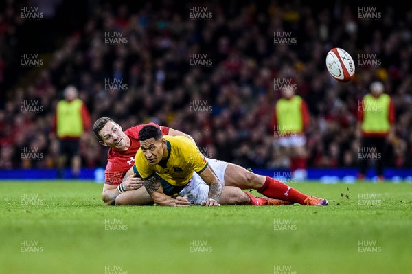 101118 - Wales v Australia, Under Armour Series - Israel Folau of Australia is brought to the floor by George North of Wales 