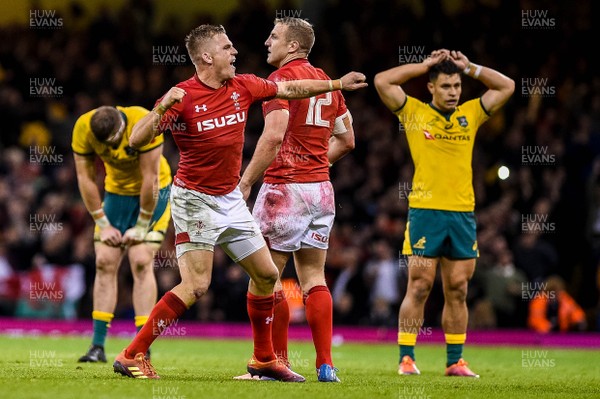 101118 - Wales v Australia, Under Armour Series - Alun  Gareth Anscombe of Wales celebrates at the end of the match 